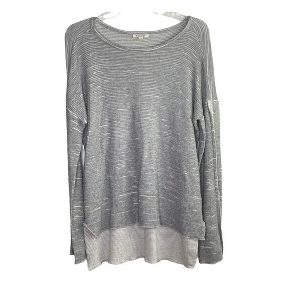 NATION LTD Ribbed Burnout Distressed Texture Grey Long Sleeve Shirt Women Medium - Picture 10 of 13